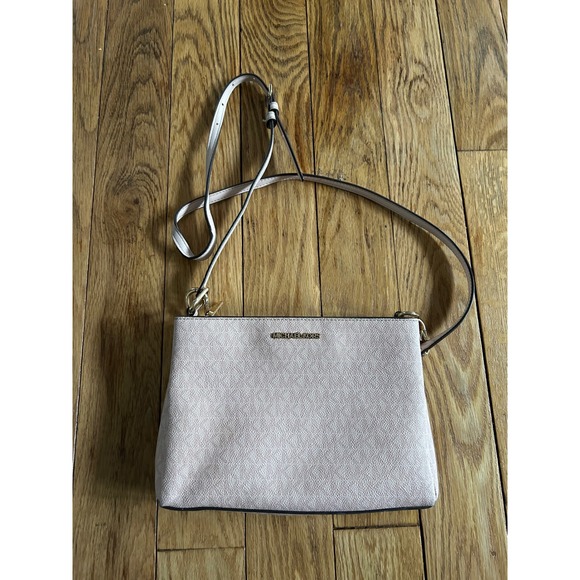 Michael Kors Crossbody Bag Pink MK Signature Monogram Purse Handbag - Picture 1 of 5